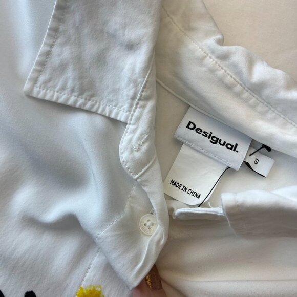 Desigual Printed High-Low Button Shirt White Graphic EU 30 - Picture 9 of 9
